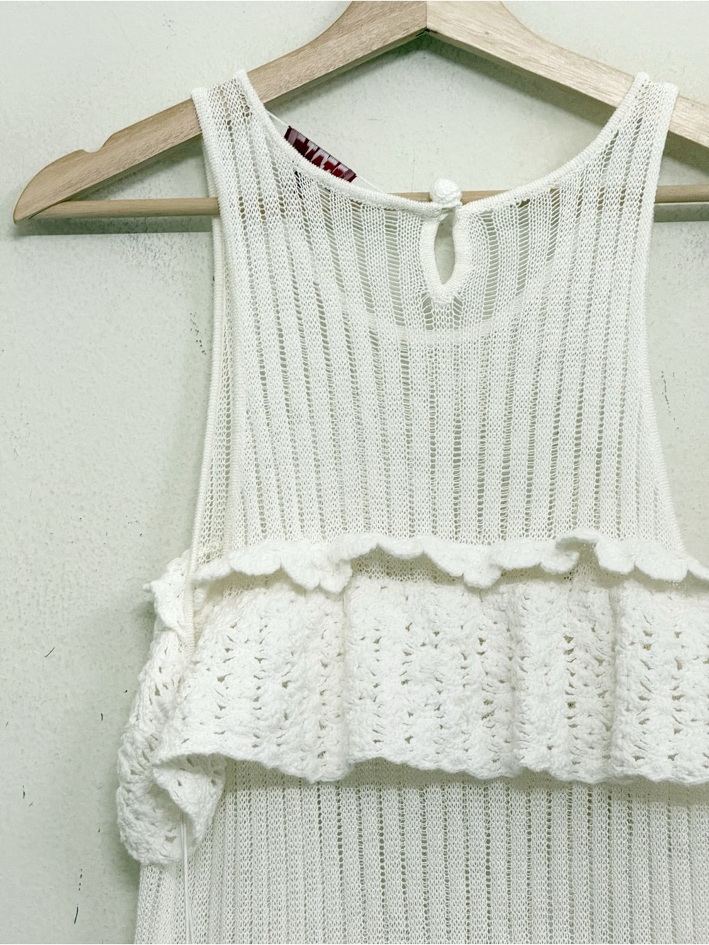 NWT STAUD Sorrento Crochet Knit Tiered Maxi Dress in White Sz L - Picture 10 of 17